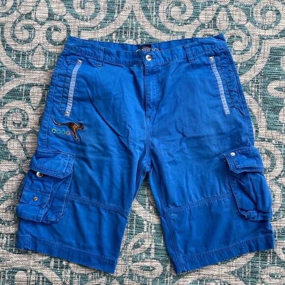 Vintage Y2K Coogi Men's Blue Cargo Shorts with Kangaroo Logo - Size W40‎ - Picture 2 of 5